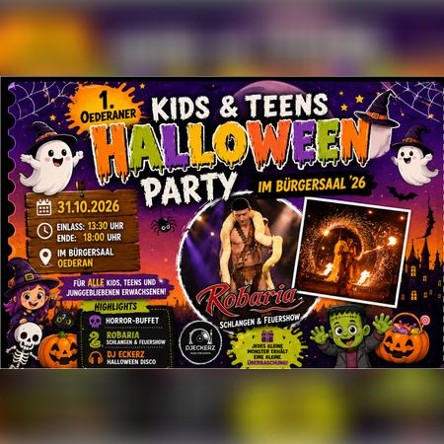 Kids & Teens Halloween Party 2026 | B&uuml;rgersaal Oederan