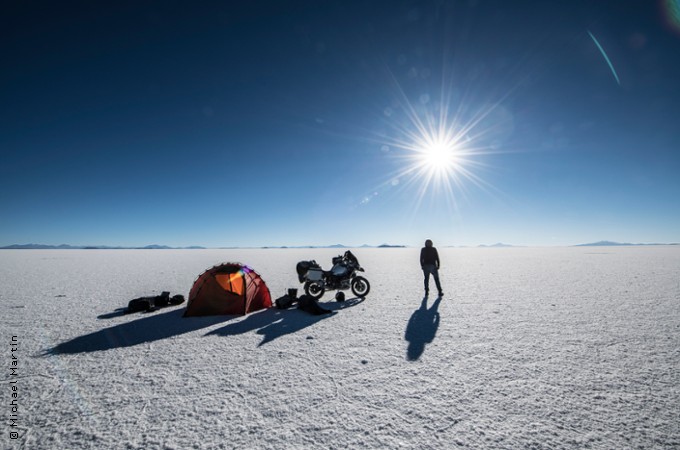 Lagerplatz auf dem Salzsee in Bolivien